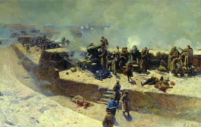 Bateria Aleksandra atakująca flotę angielsko-francuską 5 października 1854 r. 1905